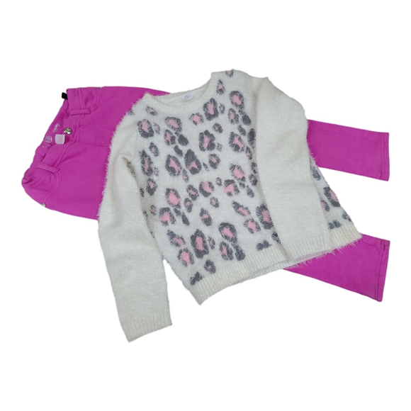 Circle SO Girls XL Leopard Sweater & Jeggings - Picture 2 of 9